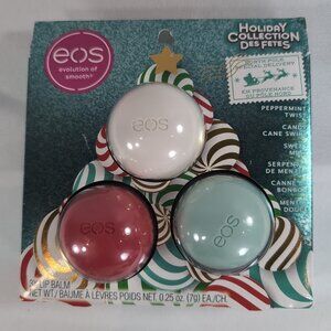 EOS Holiday Collection 3 Set Lip Balm Mint Pepermint Sweet Candy Cane Swirl NEW